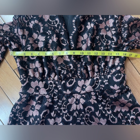 Kiyonna Black Blush Lace Fit & Flare Dress L USA Made with Pockets - Picture 9 of 14